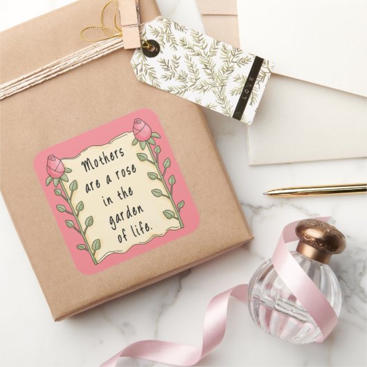 母詩の休日おもしろいシール スクエアシール (ギフト)