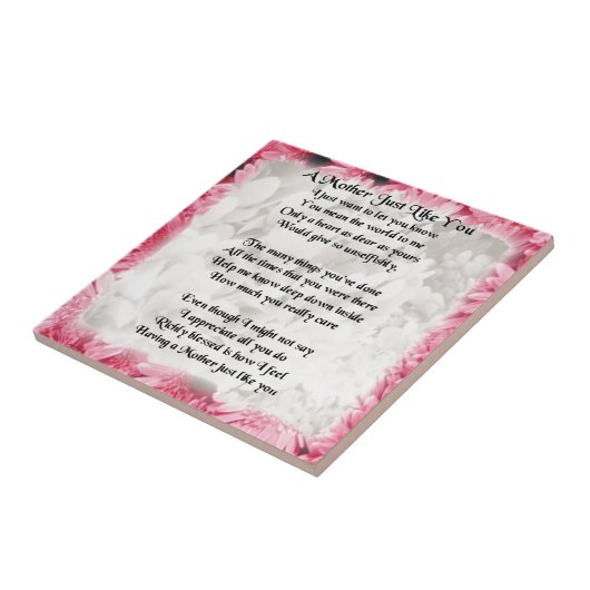 母詩-ピンクの花柄 タイル (側面)