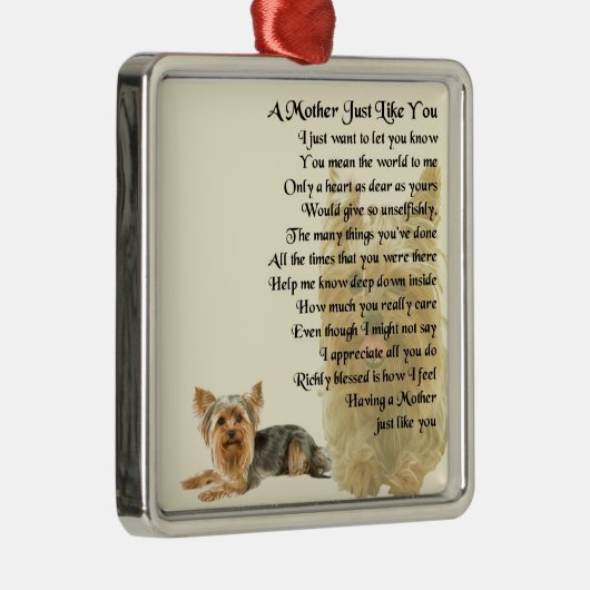 母詩-ヨークシャテリアのデザイン メタルオーナメント (右)