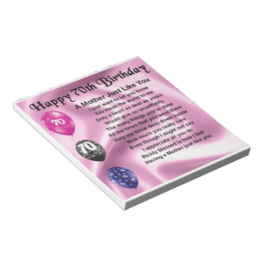 母詩 – 70誕生日 ノートパッド (アングル)