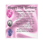 母詩 – 70誕生日 ノートパッド (正面)