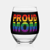 母誇りを持ったゲイプライドLGBTレインボーマザーLGBTQ ステムなしワイングラス (正面)