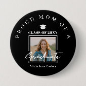 母誇りを持った文字カスタム大学院写真黒 缶バッジ (正面)