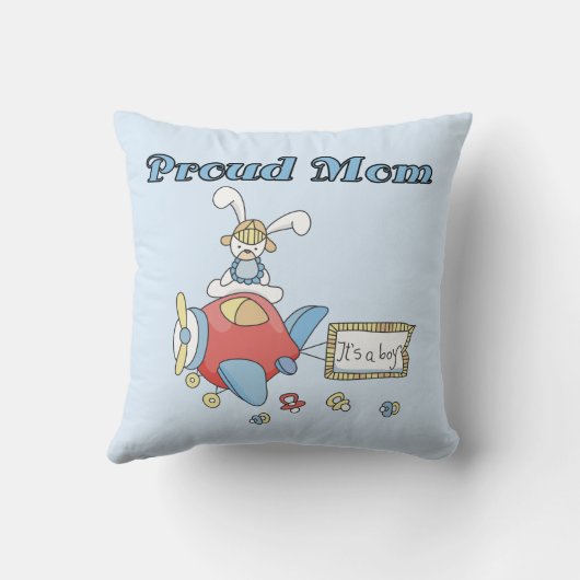 母誇りを持った機男の子のプレゼント クッション (裏面)