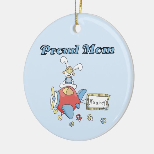 母誇りを持った機男の子のプレゼント セラミックオーナメント (左)