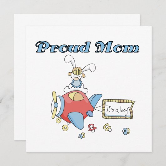 母誇りを持った機男の子のプレゼント 案内状 (正面/裏面)