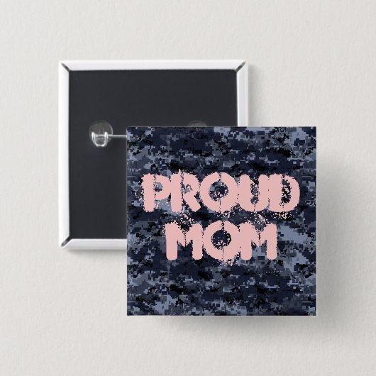 母誇りを持った軍隊ブルーカモフラージボタン 缶バッジ (正面&裏面)