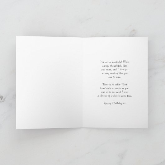 母誕生日小さな鳥の花と黒板 カード (内部)