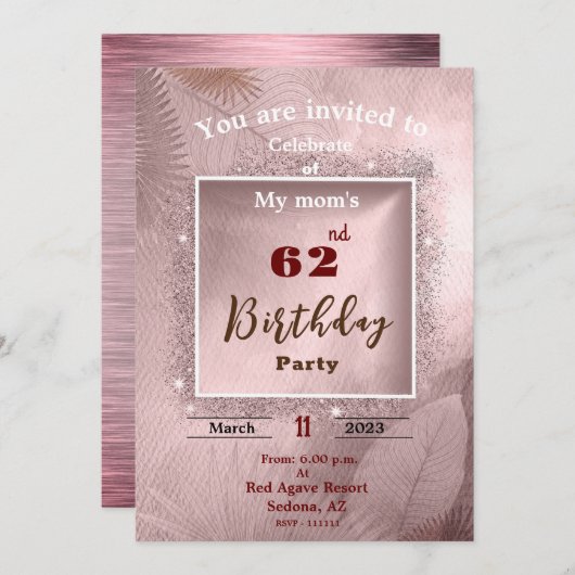 母誕生日招待状 招待状 (正面/裏面)