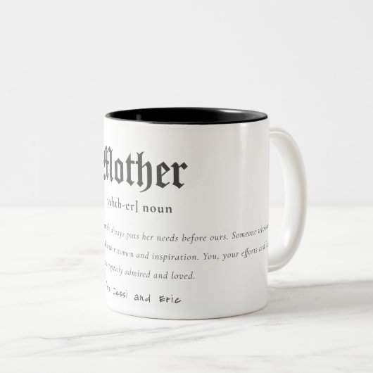 母語辞書の定義ギフトパーソナライズされたの定義 ツートーンマグカップ (正面右)