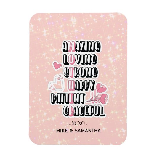 母語頭文字 |フローラ |母の日の贈り物 マグネット (縦)