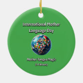 母語魔法。母語の日。 セラミックオーナメント (裏面)