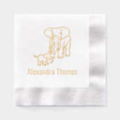 母象とベビー象の名前 箔ナプキン (正面)