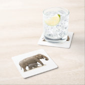 母象とベビー象 スクエアペーパーコースター (インサイチュ)