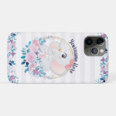 母象と子象のピンクブッシュフラワーリース Case-Mate iPhoneケース (裏面(横))