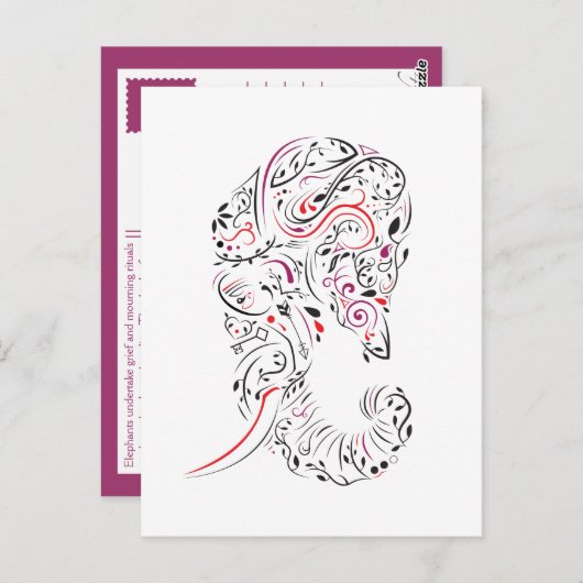 母象の悔やみや弔慰カード華美の紛失 ポストカード (正面/裏面)