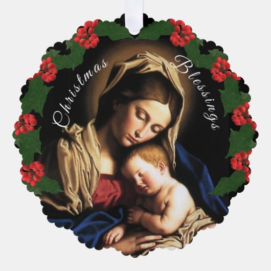 母賛美のクリスマス写真 オーナメントカード (正面)