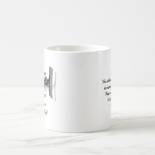 母賛美の日白黒聖書の一節 コーヒーマグカップ (中央)