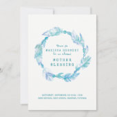 母賛美の羽とビーズティール(緑がかった色)アクアアート 招待状 (正面)