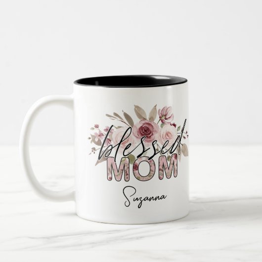 母賛美フローラ母の日コーヒーマグ ツートーンマグカップ (左)