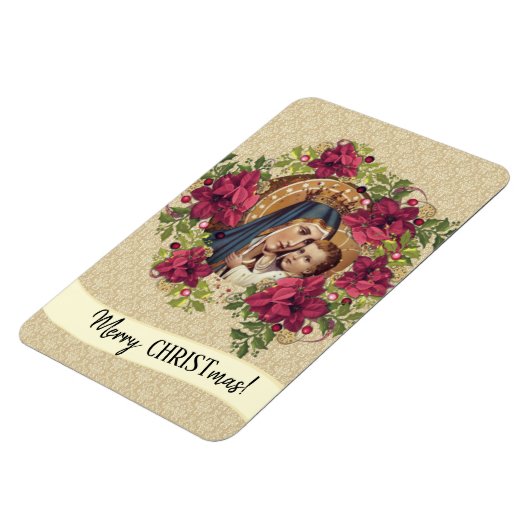 母賛美ベビーイエズクリスマスリースフローラ マグネット (左側)