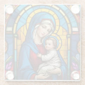 母賛美マリアとベビーイエス – ヴァージンマリア ガラスコースター (裏面)