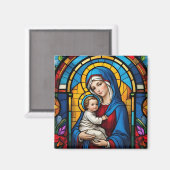 母賛美マリアとベビーイエス – ヴァージンマリア マグネット (正面/裏面)