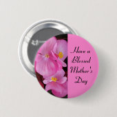 母賛美日ピンクの花写真シンプル 缶バッジ (正面&裏面)