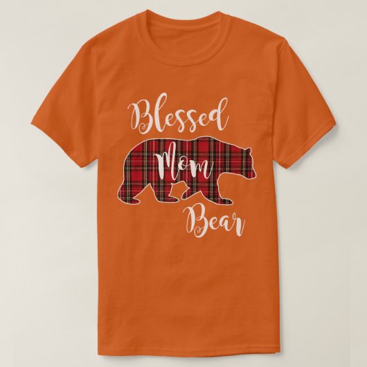 母賛美熊バッファローチェック格子柄ママ Tシャツ (デザイン正面)