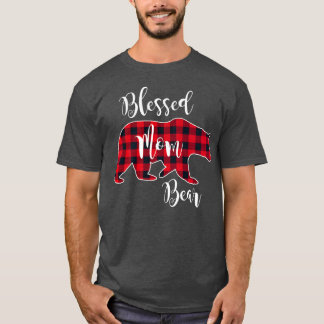母賛美熊バッファローチェック格子柄ママ Tシャツ