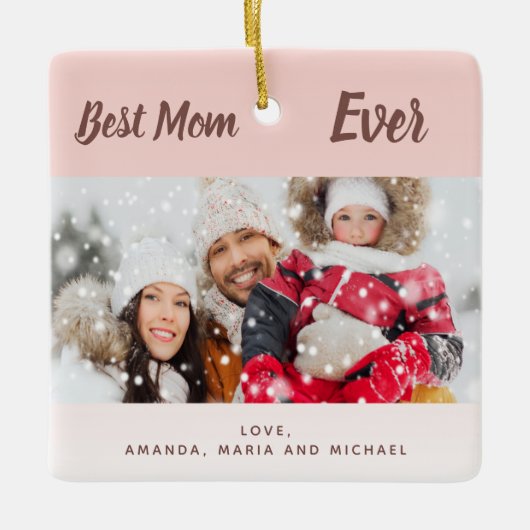 母赤面バラ金ゴールド最高の写真 セラミックオーナメント (正面)