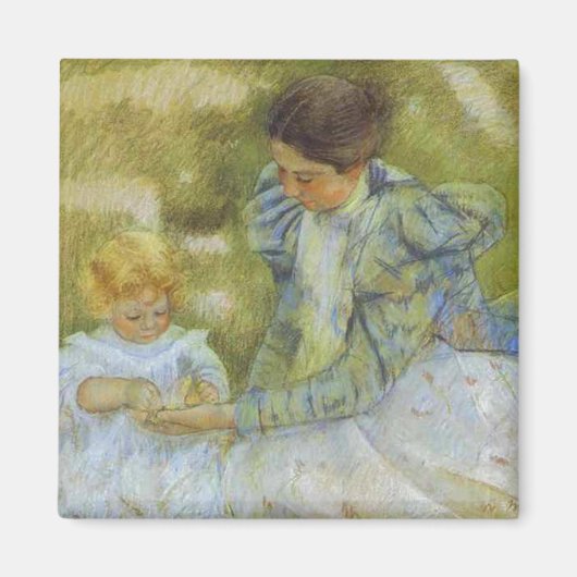 母遊は彼女の子供と一緒に。 c.1897，メアリー・カッサット マグネット (正面)