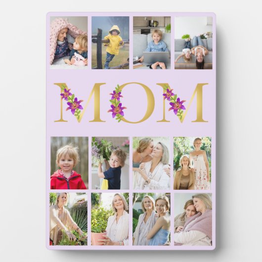 母金ゴールド花文字12縦写真コラージュ フォトプラーク (正面)
