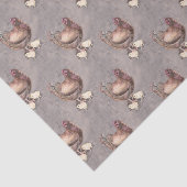 母雌鶏およびひよこの水彩画 薄葉紙 (詳細)