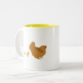 母雌鶏およびひよこ ツートーンマグカップ (正面左)