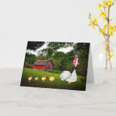 "母雌鶏"の挨拶状 カード (黄色い花)