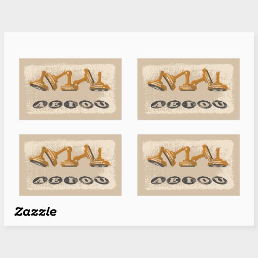 母音AEOU英語文法 長方形シール (シート)