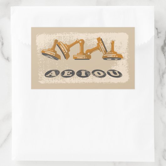 母音AEOU英語文法 長方形シール (バッグ)