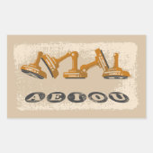 母音AEOU英語文法 長方形シール (正面)