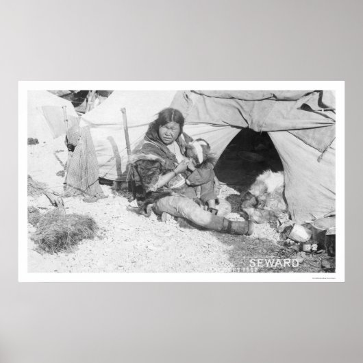 母食べ物を与えの子アラスカ1907 ポスター (正面)