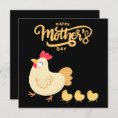母鶏とひよこたちの絵の母の日カード シーズンカード (正面/裏面)
