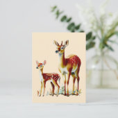 母鹿と子鹿 ポストカード (スタンド正面)