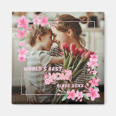 母1写真ピモダンッエレガントクガーリーの母の日 マグネット (正面)