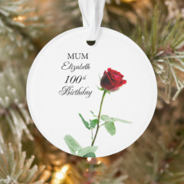 母100誕生日赤バラパーソナライズされた花 オーナメント