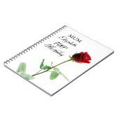 母100誕生日赤バラパーソナライズされた花 ノートブック (左側)