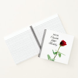 母100誕生日赤バラパーソナライズされた花 ノートブック