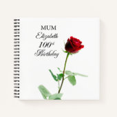 母100誕生日赤バラパーソナライズされた花 ノートブック (正面)