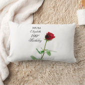 母100誕生日赤バラパーソナライズされた花 ランバークッション (ブランケット)