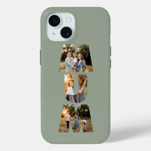 母3写真モダンセージエレガントグリーン母の日 iPhone 15ケース