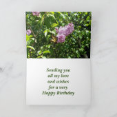 母6月誕生日-薄紫ブッシュの蝶 カード (内部)